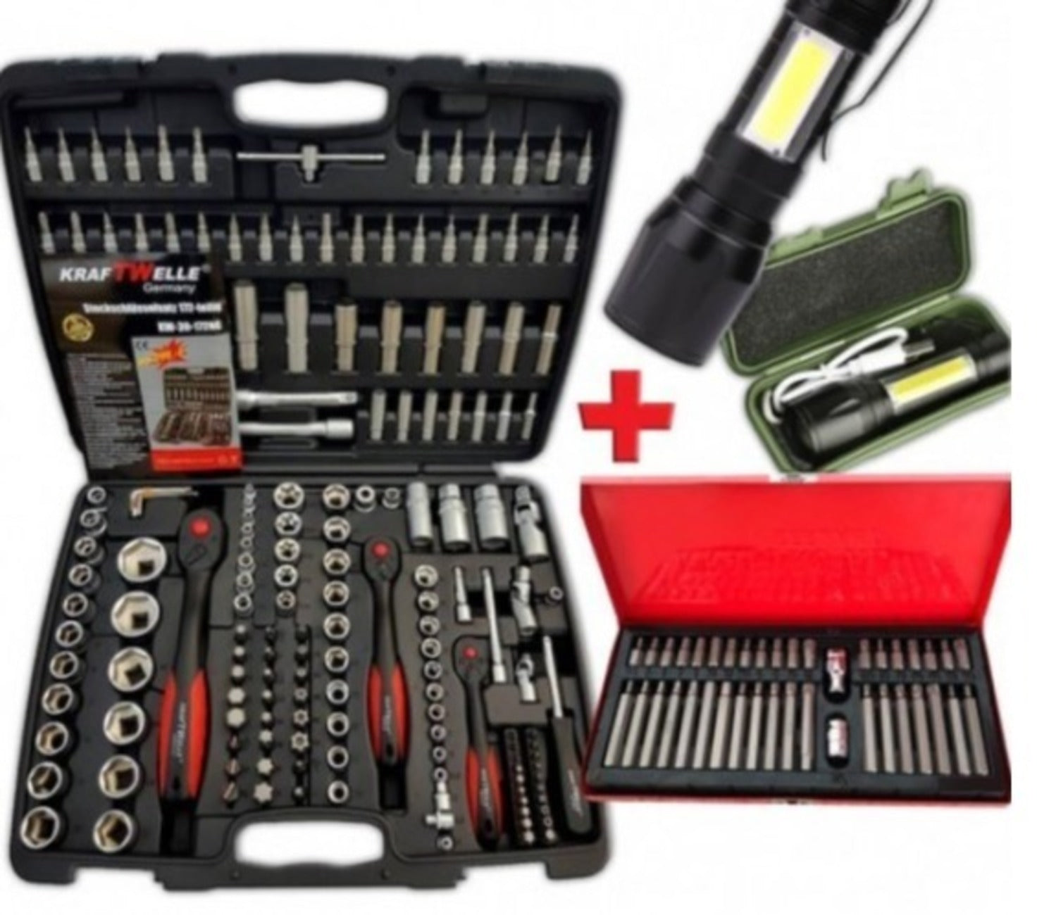 Гедоре 172 части KrafTWelle + 2 ПОДАРЪКА - Поялник 80W и USB Фенер