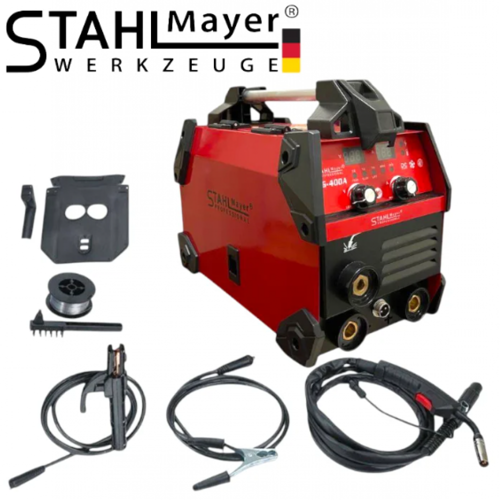 Телоподаващо Инверторен Електрожен 2в1 STAHLMAYER RED + Соларна Маска Шлем Апарат Телоподаващ