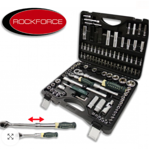 Куфар Гедоре с разтегателни тресчотки ROCK FORCE 108 части, CR-V, Cr-Mo, 1/2" и 1/4"