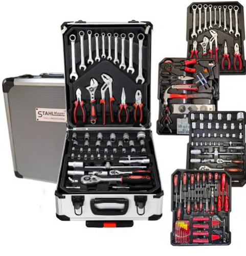 Куфар с инструменти 499 части - тресчотка, ключове, отвертки