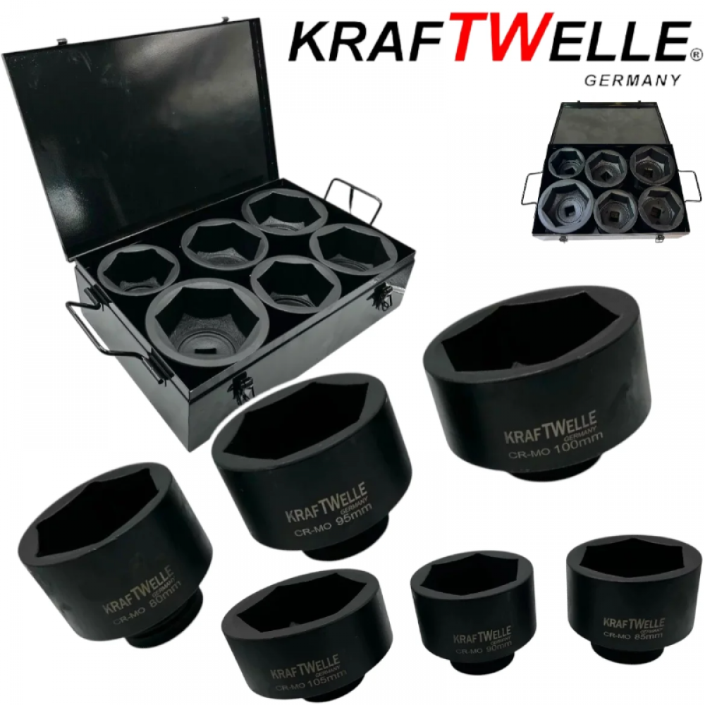 Комплект ударни вложки 6 части 1" (80-105мм) KRAFTWELLE
