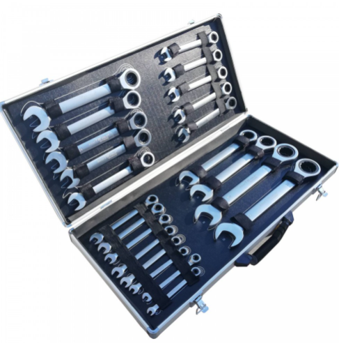 К-т звездогаечни прави тресчотни ключове от 6мм до 32мм , 22 части в метален куфар KraftRoyal