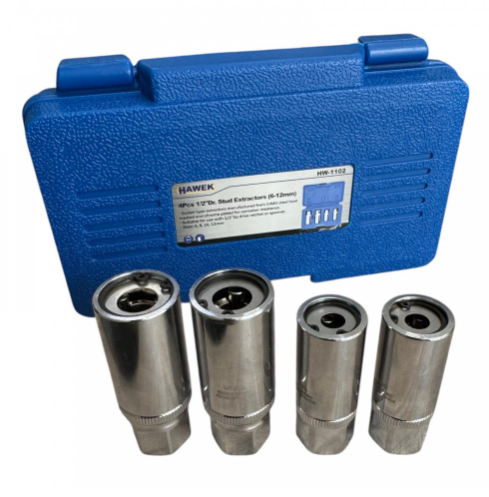 Екстрактори за шпилки к-т 4ч, 6-12mm, вложки шпилковадачи 1/2", HAWEK , HW-1102