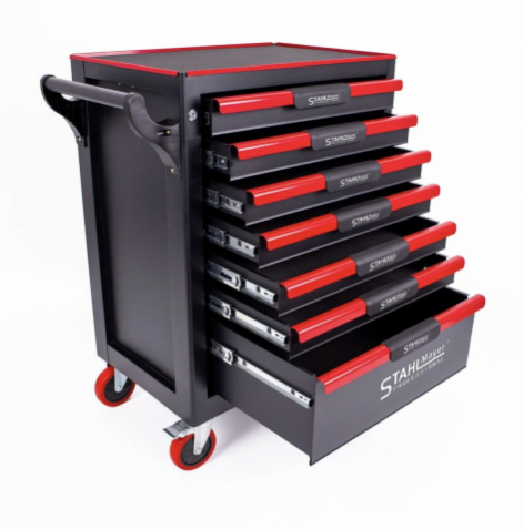ШКАФ КОЛИЧКА ЗА ИНСТРУМЕНТИ със 7 ЧЕКМЕДЖЕТА STAHLMAYER – RED LINE