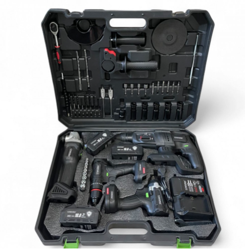 Акумулаторен комплект 5в1 , гайковерт , винтоверт , ъглошлайф , перфоратор , LED лампа - 36v 10.0A STAHLMAYER BLACK PRO