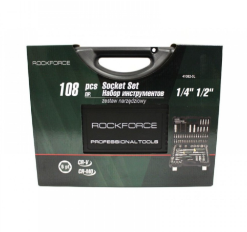 Куфар Гедоре с разтегателни тресчотки ROCK FORCE 108 части, CR-V, Cr-Mo, 1/2" и 1/4"