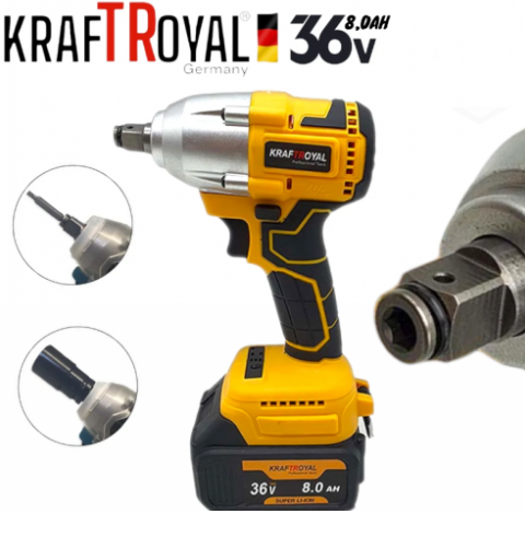 Акумулаторен перфоратор, ъглошлайф 125ММ, гайковерт и винтоверт KraftRoyal 36V с 3 бр. батерии 8AH в куфар и зарядно