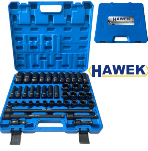 Професионален комплект ударни вложки и удължения 43части – 1/2“ (Cr-Mo) , HAWEK , HW-2053