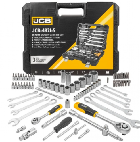 Гедоре Професионално 82 части JCB 1/2 и 1/4 J-4821-5 Хром Ванадиева Стомана