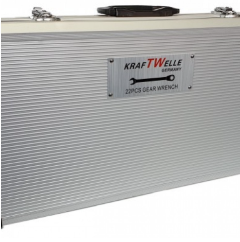 К-т звездогаечни прави тресчотни ключове от 6мм до 32мм 22 части в метален куфар KRAFTWELLE