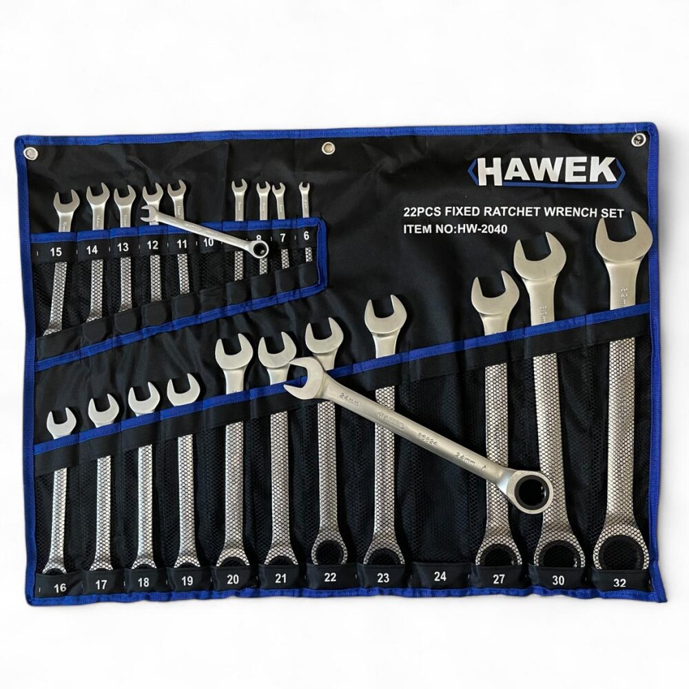 ЗВЕЗДОГАЕЧНИ ТРЕСЧОТНИ КЛЮЧОВЕ 6-32 ММ 22 ЧАСТИ HAWEK