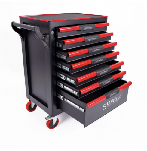 ШКАФ КОЛИЧКА ЗА ИНСТРУМЕНТИ със 7 ЧЕКМЕДЖЕТА STAHLMAYER – RED LINE