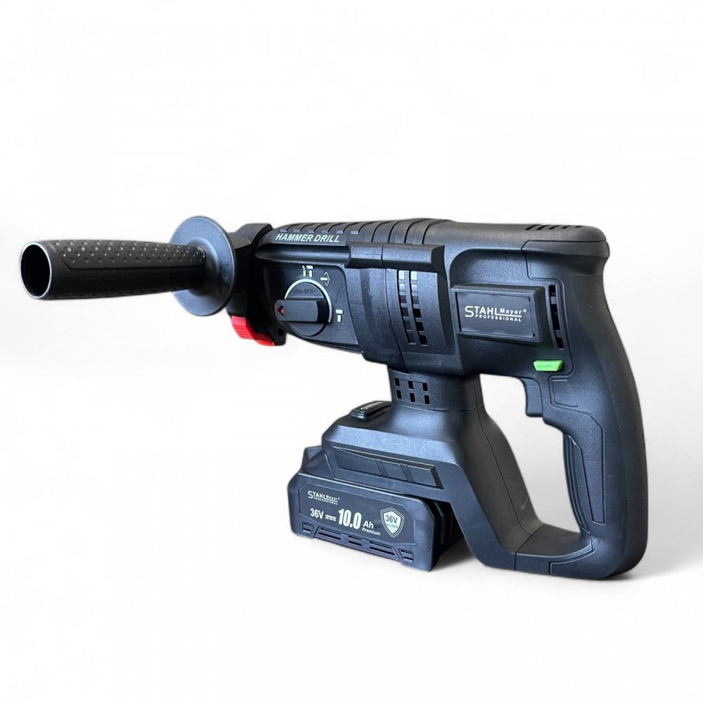 АКУМУЛАТОРЕН КОМПЛЕКТ 4В1 , ГАЙКОВЕРТ-ВИНТОВЕРТ , ЪГЛОШЛАЙФ , ПЕРФОРАТОР 36V 10.0A , STAHLMAYER BLACK PRO