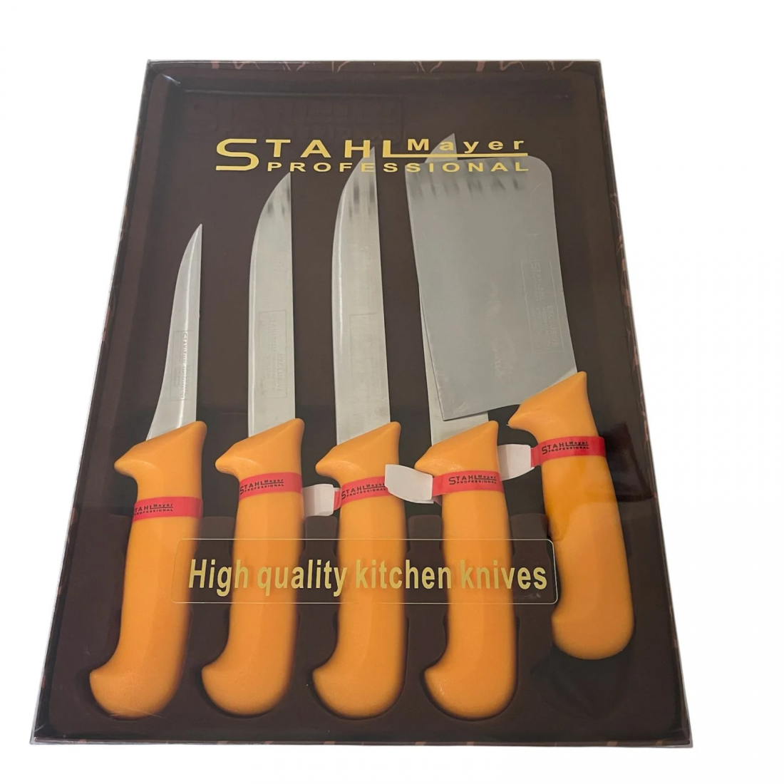 Комплект Професионални Месарски Ножове и Сатър 5 броя STAHLMAYER Exclusive + Подарък