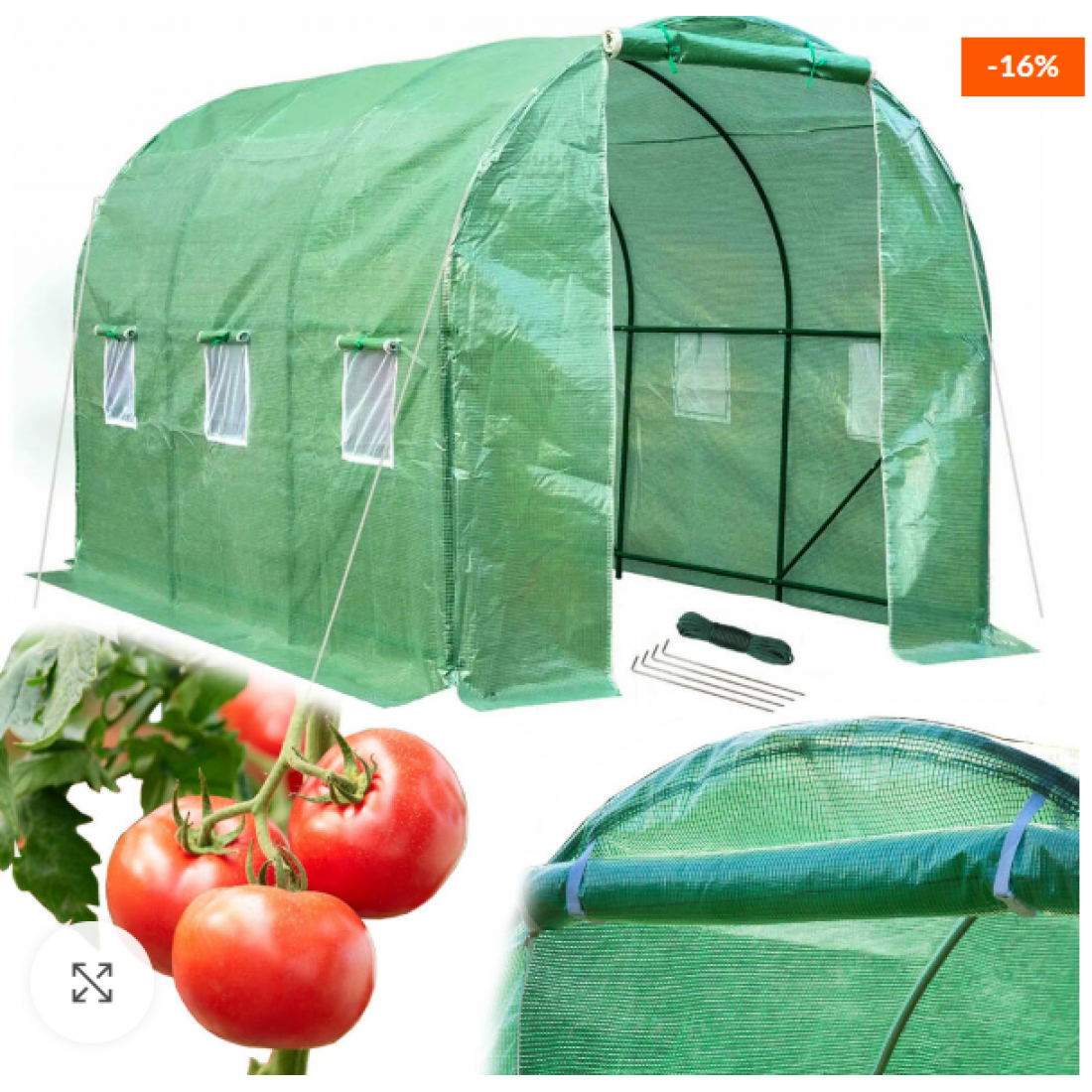 ТУНЕЛНА ОРАНЖЕРИЯ КОМПЛЕКТ С РАЗМЕРИ 3*2*2 МЕТРА