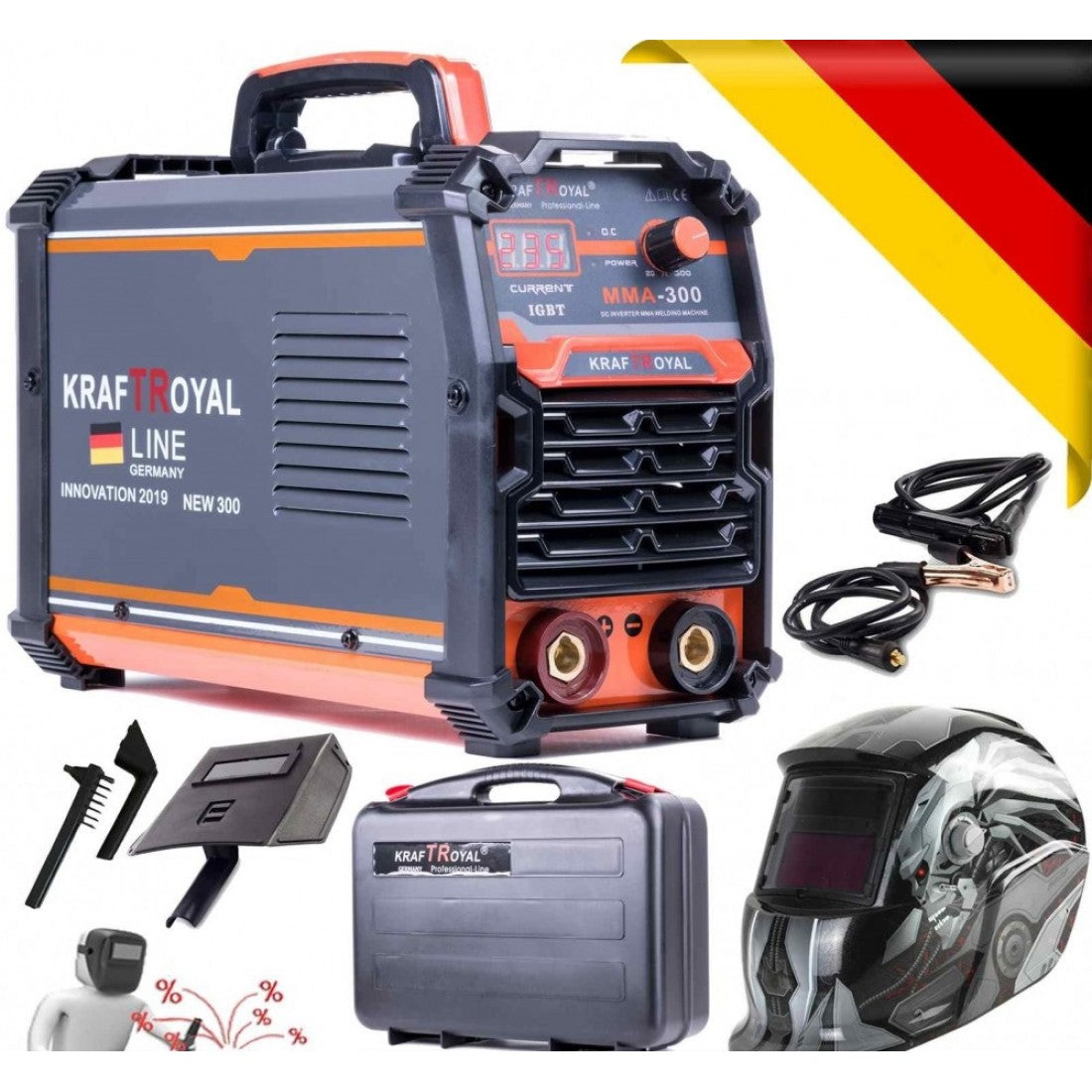 Инверторен Електрожен 350А + Соларен шлем, с куфар Kraft RYOAL - Водоустойчив