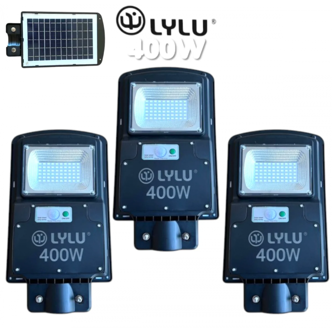 Улична Соларна LED Лампа със сензор LYLU 400W Прожектор 3 БРОЯ