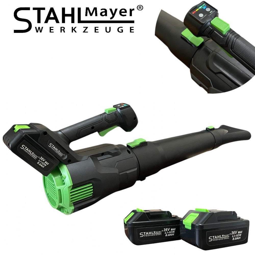 Акумулаторна въздуходувка STAHLMAYER 36v/8Ah. Духалка за листа , 2 батерии и зарядно