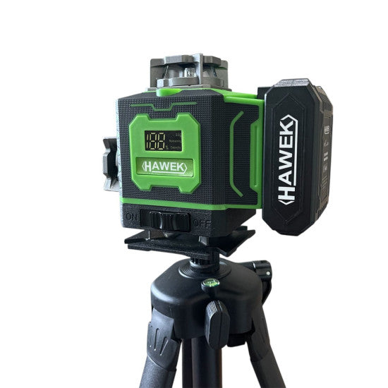 ПРОФЕСИОНАЛЕН ЛАЗЕРЕН НИВЕЛИР HAWEK 4D 16 ЛИНИИ + ЛАЗЕРНА РОЛЕТКА 50 МЕТРА