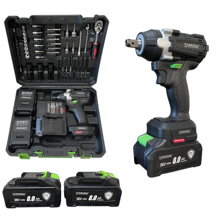 АКУМУЛАТОРЕН УДАРЕН ГАЙКОВЕРТ НА 1/2 И ИМПАКТ. 2V1 STAHLMAYER BLACK PRO 36V – 850NM. + 40ч.