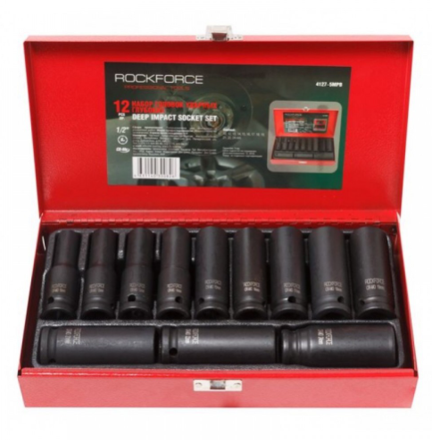 Ковани ударни вложки 1/2" удължени (10-24мм.) 12 бр. к-т | Rock FORCE
