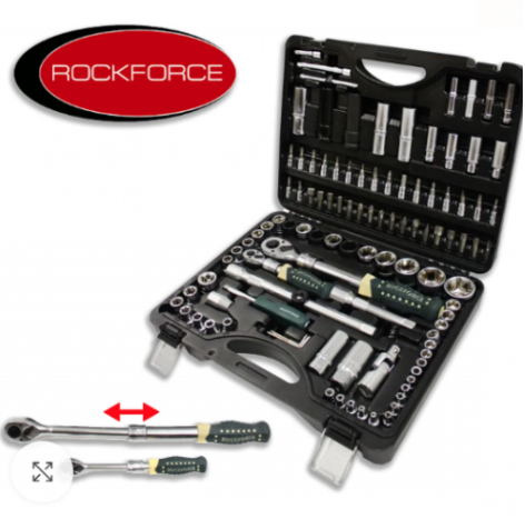 Куфар Гедоре с разтегателни тресчотки ROCK FORCE 108 части, CR-V, Cr-Mo, 1/2" и 1/4"