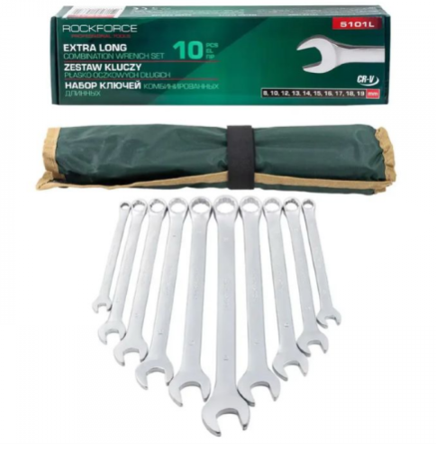 Удължени звездогаечни ключове 10 части 8-19мм ROCKFORCE