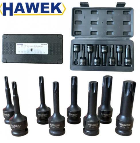 УДАРНИ БИТОВЕ КОМПЛЕКТ 1/2 – ТОРКС 8 ЧАСТИ HAWEK HW-2050