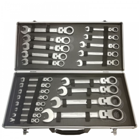К-т звездогаечни чупещи тресчотни ключове от 6мм до 32мм 22 части в метален куфар KraftRoyal (Copy)