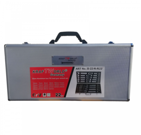 К-т звездогаечни чупещи тресчотни ключове от 6мм до 32мм 22 части в метален куфар KraftRoyal