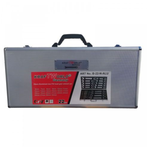 К-т звездогаечни чупещи тресчотни ключове от 6мм до 32мм 22 части в метален куфар KraftRoyal (Copy)