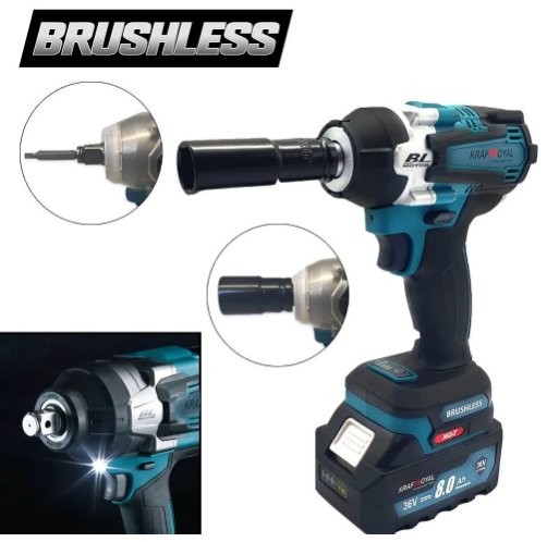 ПРОМО Акумулаторен Комбиниран Гайковерт / Импакт и Хидравличен Крик 2 тона 135-320мм KRAFT ROYAL 36V 8,0AH 2 Батерии