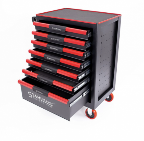 ШКАФ КОЛИЧКА ЗА ИНСТРУМЕНТИ със 7 ЧЕКМЕДЖЕТА STAHLMAYER – RED LINE