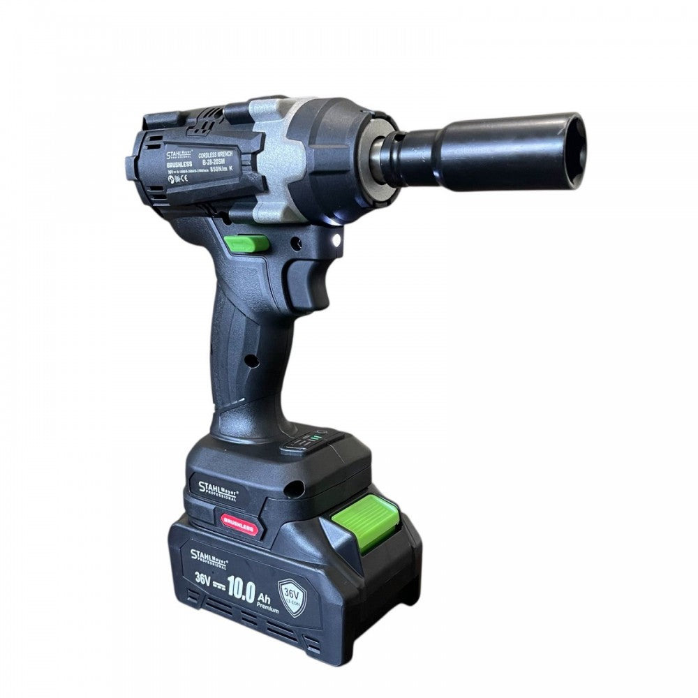 АКУМУЛАТОРЕН КОМПЛЕКТ 4В1 , ГАЙКОВЕРТ-ВИНТОВЕРТ , ЪГЛОШЛАЙФ , ПЕРФОРАТОР 36V 10.0A , STAHLMAYER BLACK PRO