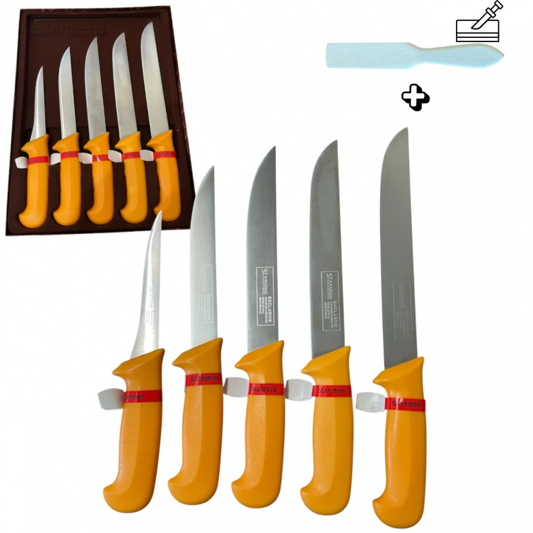 Комплект Професионални Месарски Ножове 5 броя STAHLMAYER Exclusive + Подарък