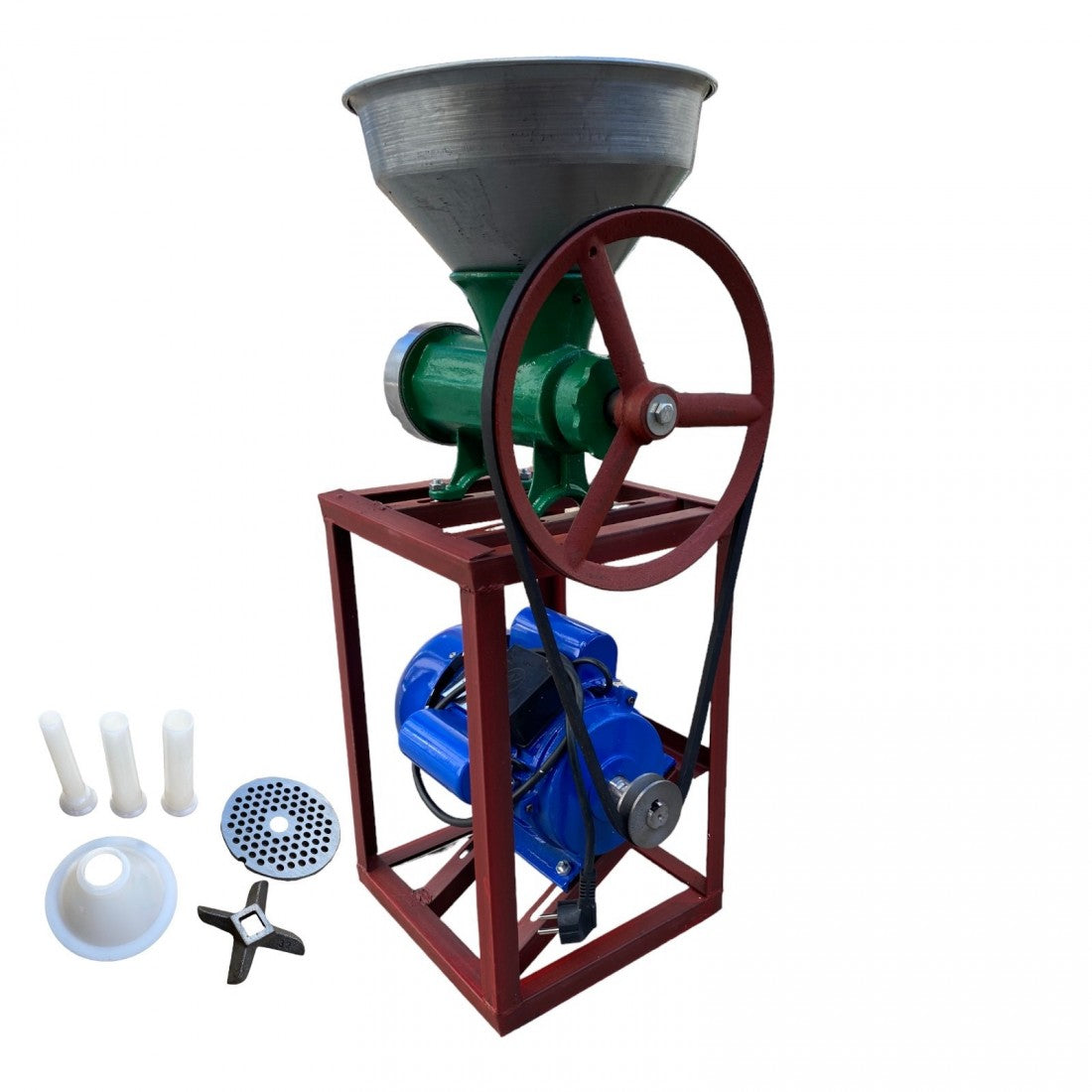 МЕСОМЕЛАЧКА ЧУГУНЕНА РУМЪНСКА №32 С ЕЛЕКТРОМОТОР И МЕТАЛНА ФУНИЯ