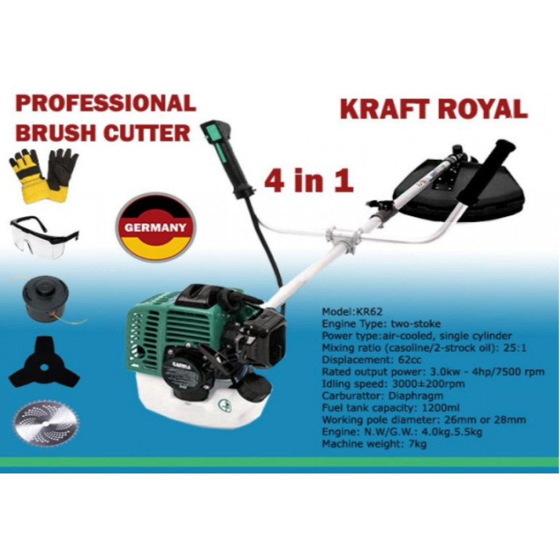 Храсторез Kraft Royal 62cc 4к.с. Бензинов Тример за трева