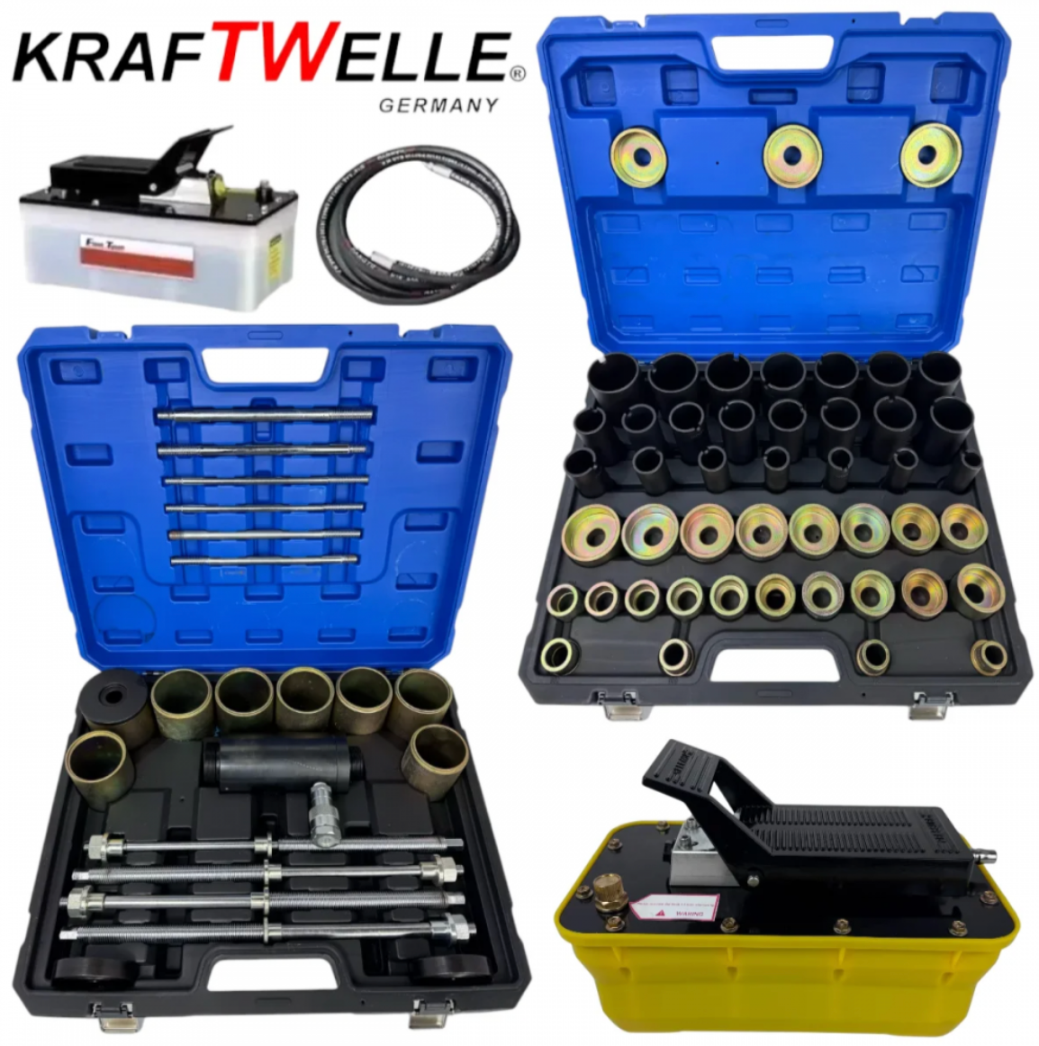 Немски Хидравличен Комплект за Монтаж и Демонтаж на Шарнири Втулки Лагери Семеринги KRAFTWELLE