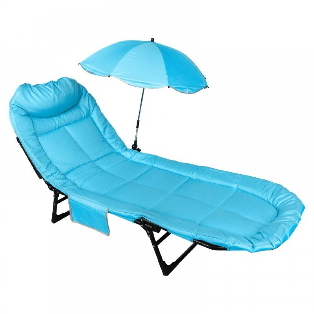 Сгъваемо Походно легло тип Шезлонг с чадър зелен или син