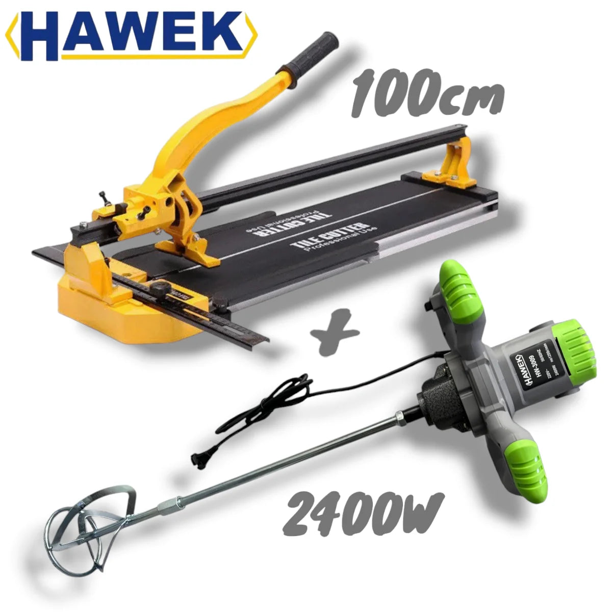 Машина за Рязане на Плочки 1000мм и Електрическа Бъркалка за Бетон Цимент Лепило и др. 2400W