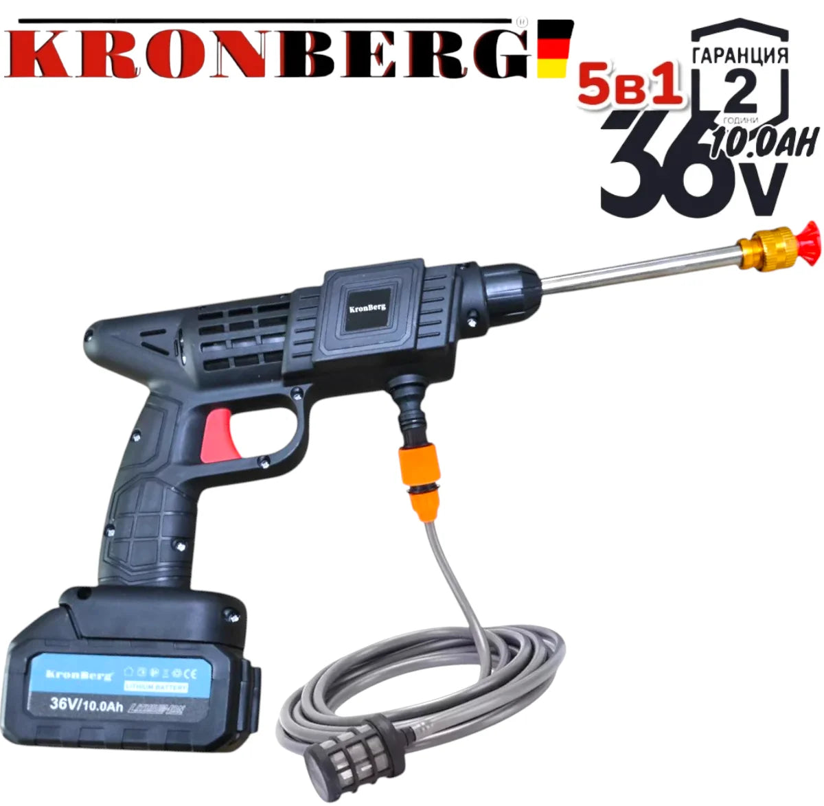 Акумулаторен Лазерен Нивелир Перфоратор Винтоверт Гайковерт-Импакт и Ъглошлайф 36V 10AH KRONBERG Комплект 5в1 с 5 Батерии